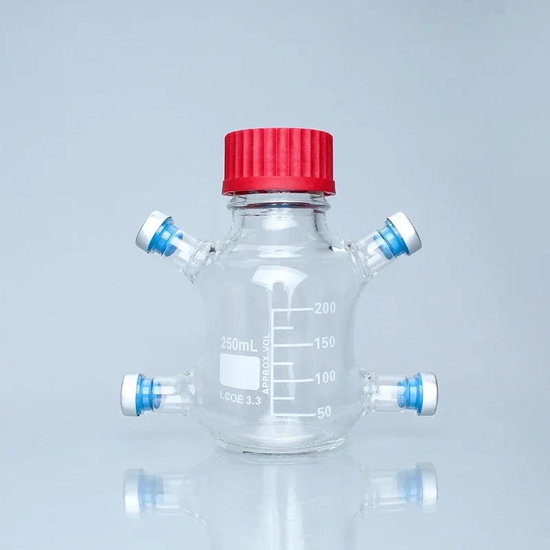 

250mlgl Bottle Cap Multi-mouth Anaerobic Bottle Biological Culture Bottle Fermentation Sealed Anaerobic Bottle Crimping Reagent