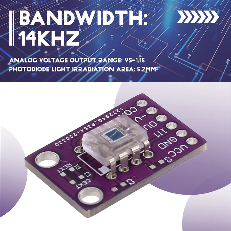B63B-CJMCU-101 OPT101 Modulo sensore di intensità luminosa Diodo fotoelettrico analogico 14Khz Chip singolo