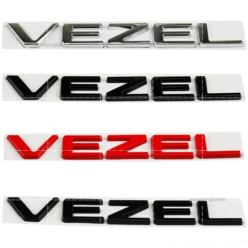 1PC 3D VEZEL Car Letter Logo Sticker Tail Bumper Badge Auto Rear Trunk Emblem Decals Accessories For 180 370 TURBO Refit