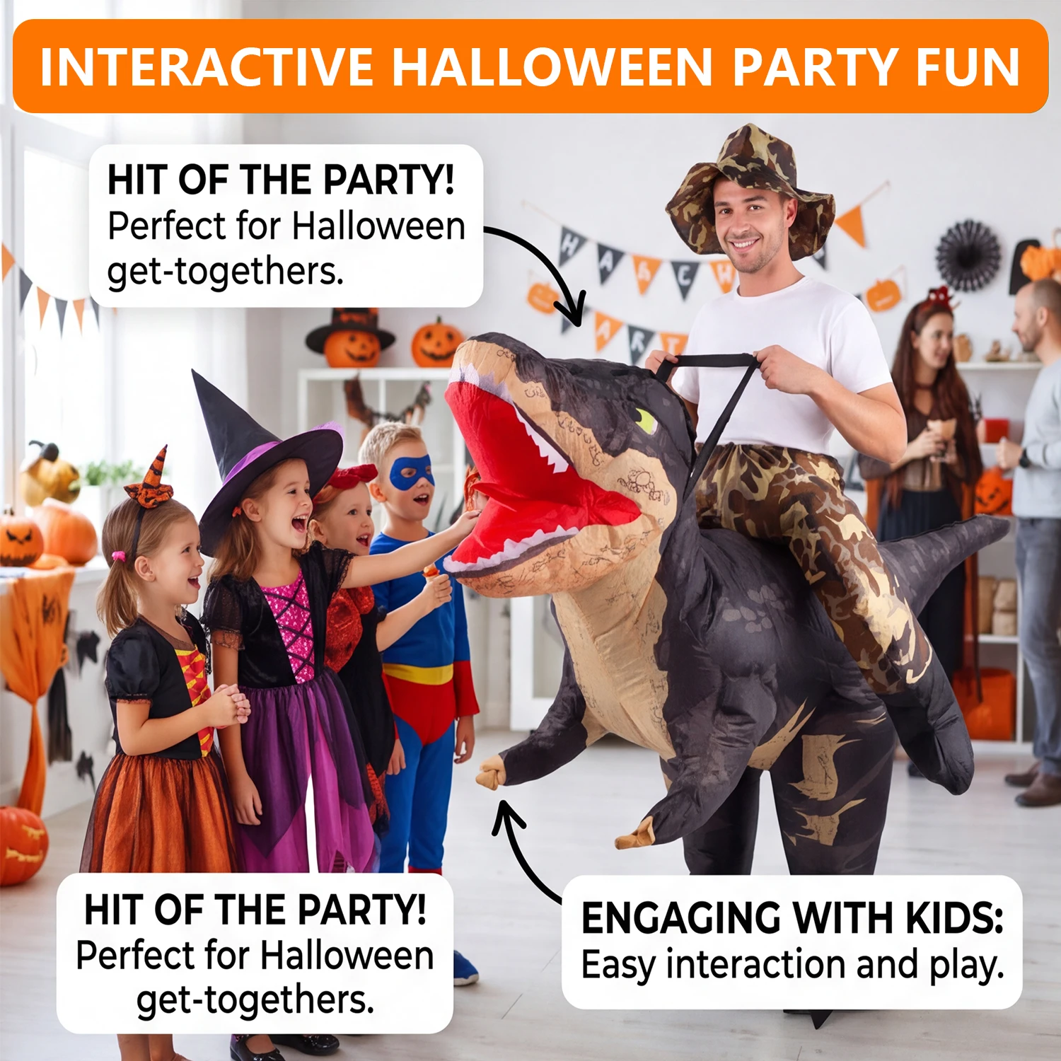 Disfraz Inflable de Tiranosaurio Rex para Montar, Disfraz de Dinosaurio para Montar, 150 - 190 Cm, Divertido Cosplay para Halloween, Fiestas, Carnaval, Cosplay