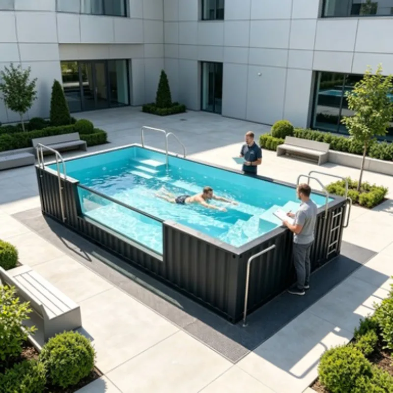 Magic House Custom 20Ft & 40 Feet Steel Shipping Container Pool High Quality Swimming Structure for Courtyard Application