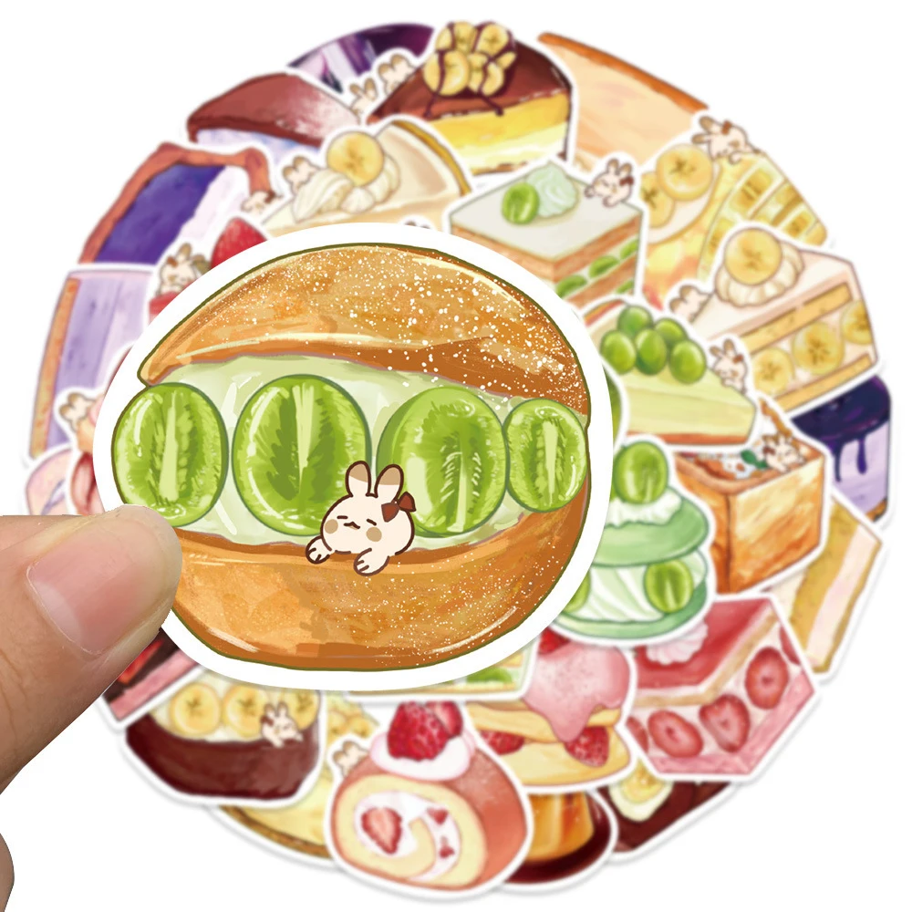 

10/20/40pcs Cute Hand Drawn Cartoon Dessert Stickers Kawaii Fruit Cake Graffiti Decal DIY Phone Fridge Luggage Sticker Wholesale
