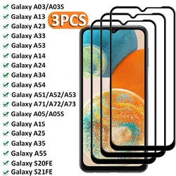 3Pcs Full Tempered Glass For Samsung Galaxy A05 A15 A25 A35 A55 S20FE A03 A13 A53 A72 A71 A51 A54 A14 A34 Screen Protector Glass