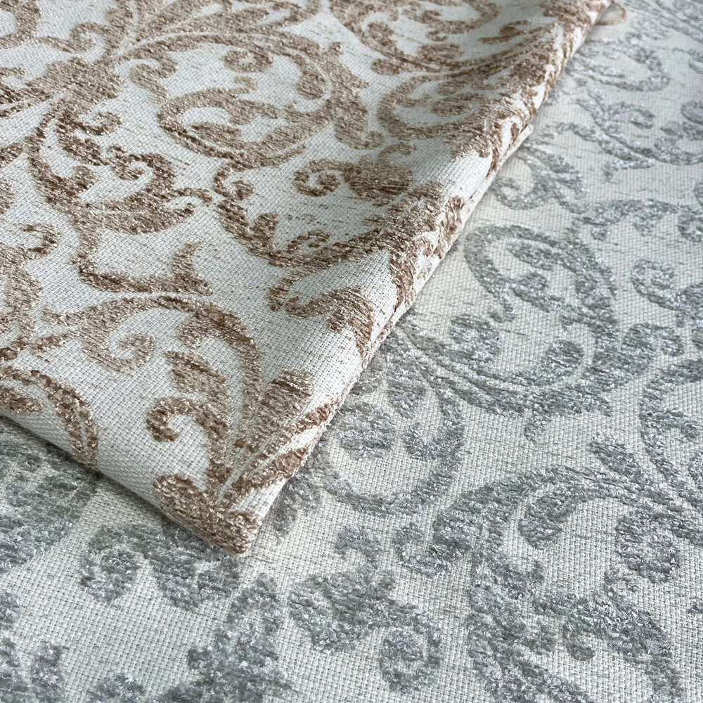 Deluxe Chenille Woven Jacquard Light Choco Gray Heavy Sofa Chair Interior Cloth Hotel Upholstery Designer Fabric 280cm Width