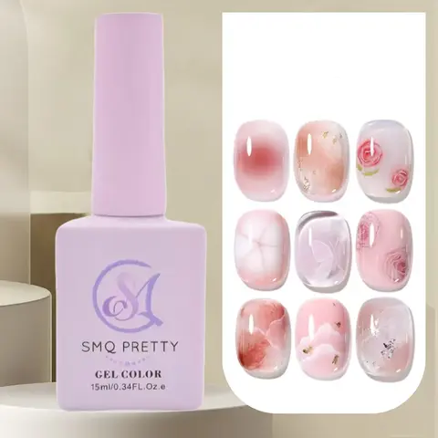 15ml 네일 블루밍 젤, 꽃이 피어나고 번짐 효과가 있는 기능성 젤, 적용이 쉽고 네일 아트 디자인에 적합합니다.