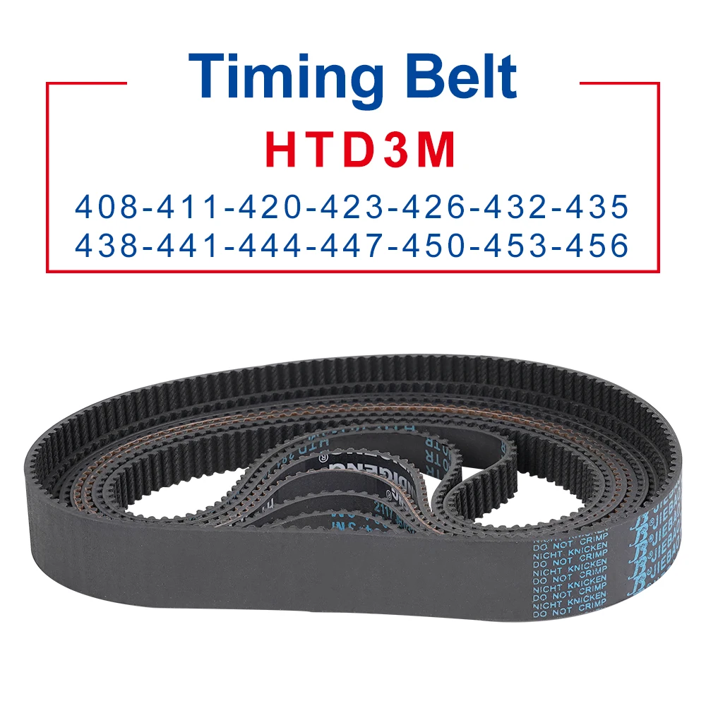 

Timing Belt HTD3M-408/411/420/423/426/432/435/438/441/444/447/450/453/456 Rubber Belt Teeth Pitch 3 mm Width 6/10/15/20 mm