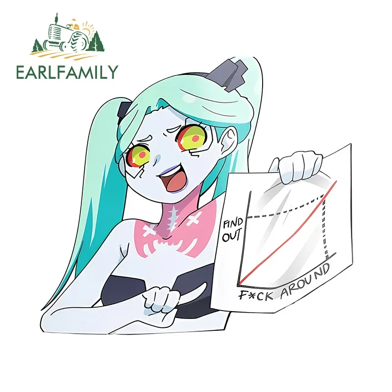 EARLFAMILY NSFW Lewd Waifu Rebecca Car Sticker Fashion Anime Peek Description Decal Caravan Motorcycle Creative Sunscreen Decor