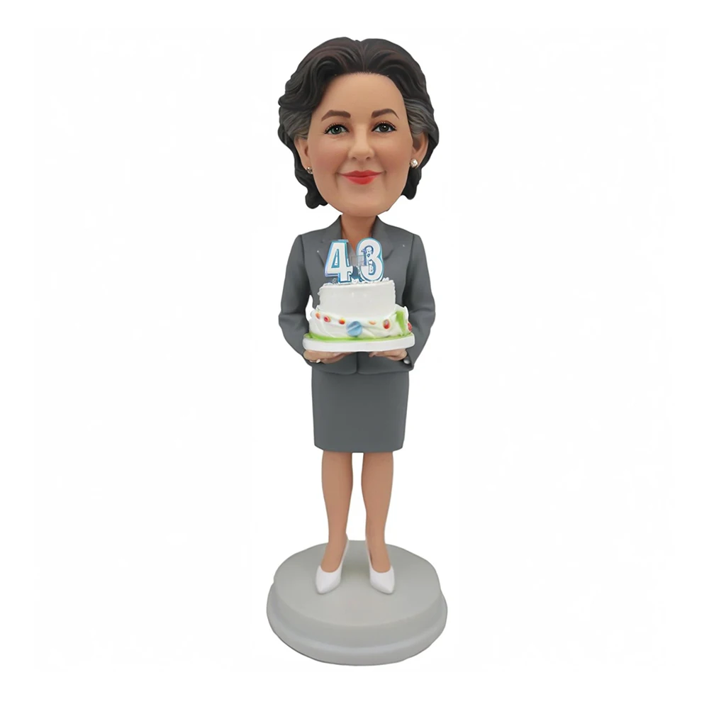 

Custom Bobblehead Birthday Cake Figurine, Business Professional Style, Gray Suit, Handmade Statue Based on Your Photo