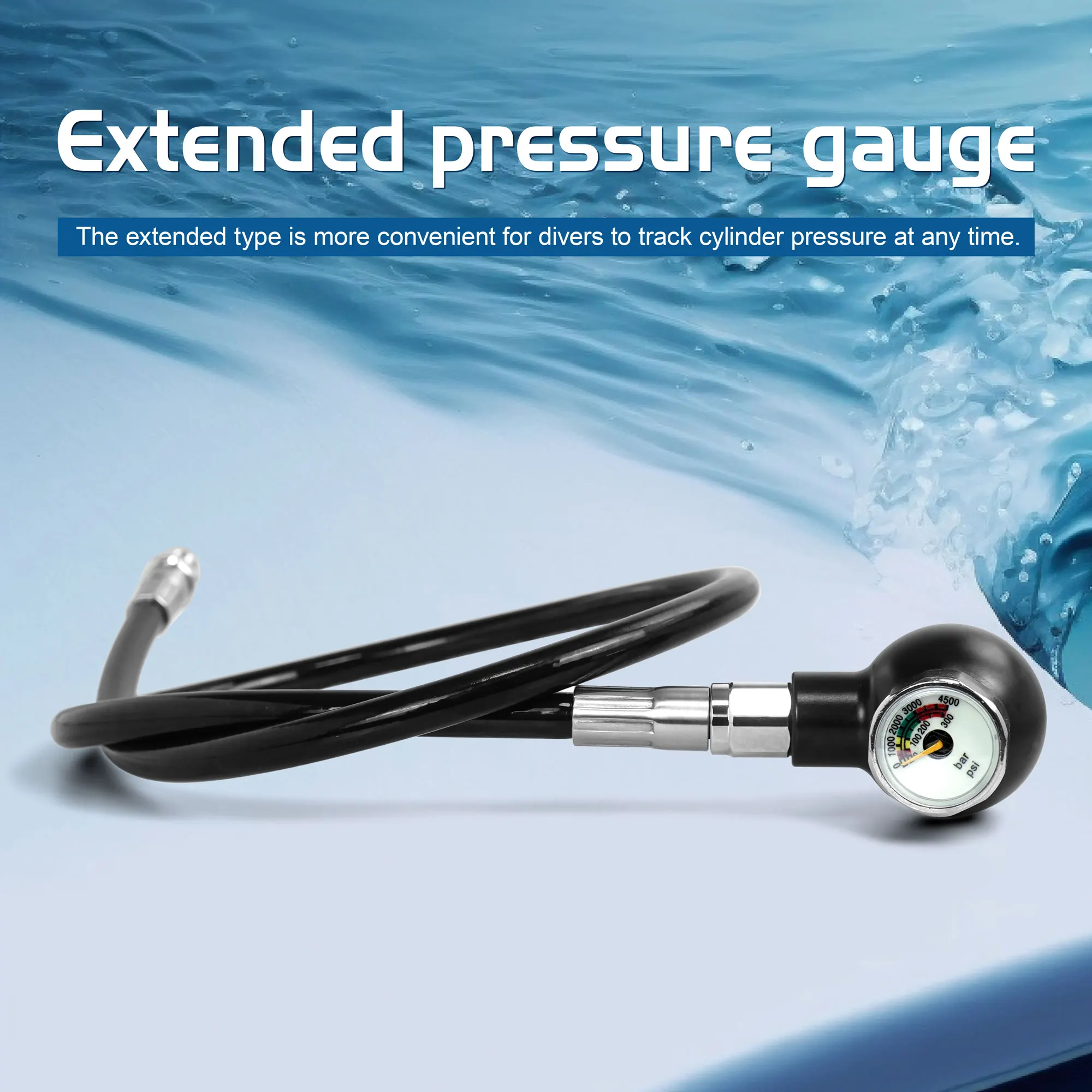 

THAISTONE 1PC 80CM 4500PSI M10 Pressure Gauge Waterproof Scuba Diving Tank Pressure Gauge Luminous Dial