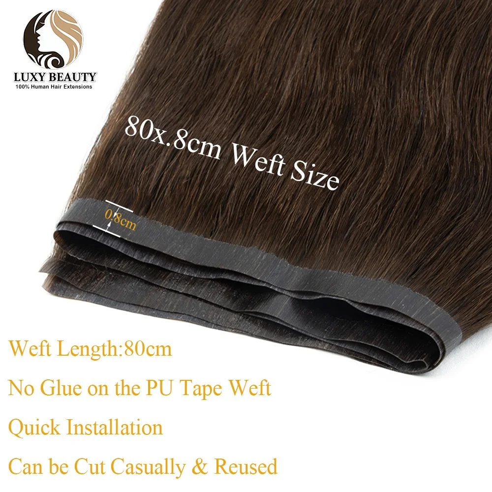 Long PU Tape Weft Human Hair Extensions Seamless U Skin Weft Tape in Hair Extensions No Glue Human Hair For Fine Hair Long Weft