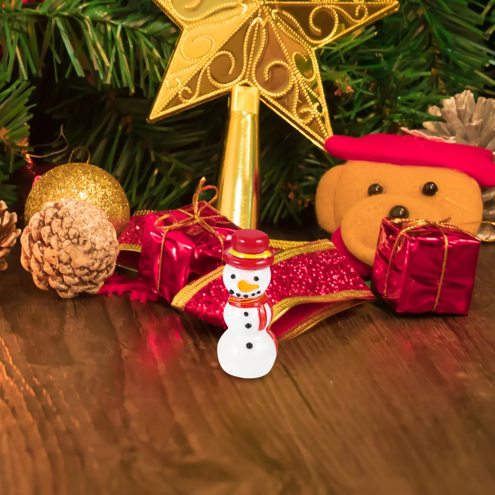 Mini Ceramic Snowman Christmas Decoration Festive Desktop Ornament Dollhouse Micro Landscape Decor Creative Party Bag Filler