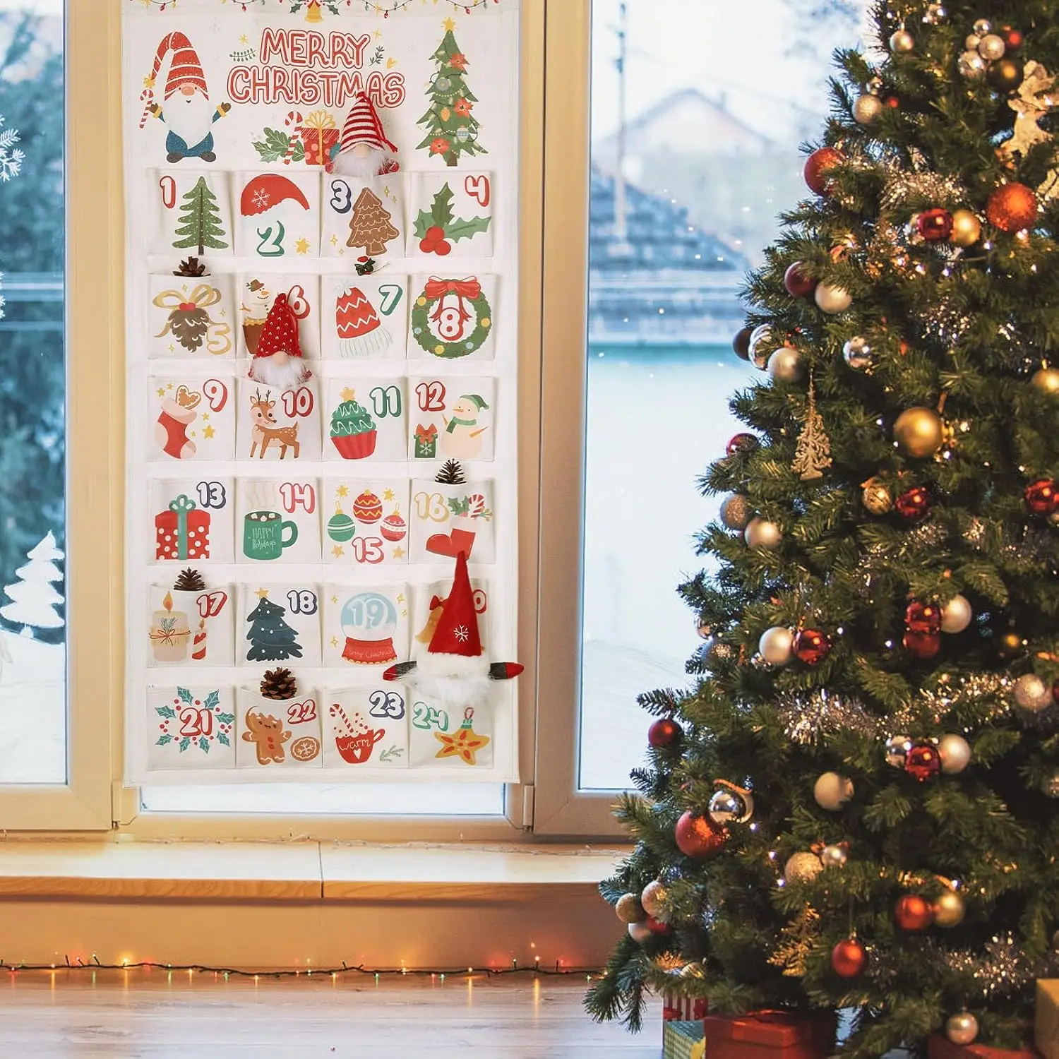 ปฏิทินนับถอยหลังวันคริสต์มาสแบบกำหนดเอง 24 ช่อง แขวนผนัง สไตล์บ้านไร่ ตกแต่งน่ารัก เป็นของขวัญสำหรับเด็กๆ ที่บ้าน