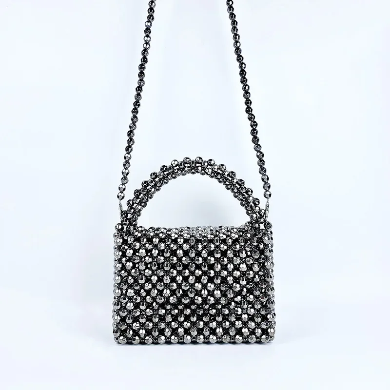 

2023 New Vintage Creative Acrylic Handheld Beaded Women's Bag Handwoven High Grade Chain One Shoulder Crossbody Bags for Woman