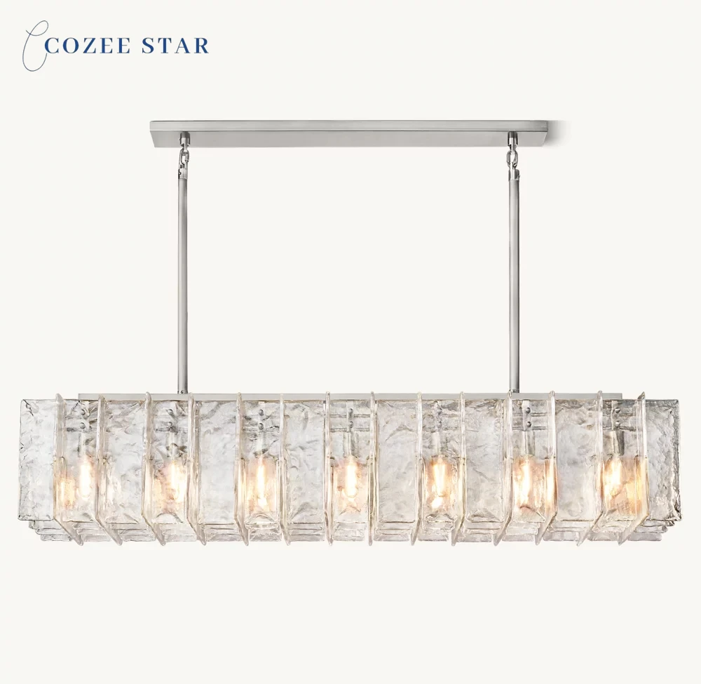 Lattice Chandeliers Lighting Modern Glass Chandelier LED Rectangular Pendant Lamp Dining Living Room Pendant Lights