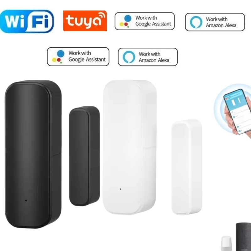 Tuya المنزل الذكي واي فاي مستشعر الباب إنذار نافذة الباب كاشفات مفتوحة/مغلقة حماية الأمن صوت الحياة الذكية لـ Alexa Google
