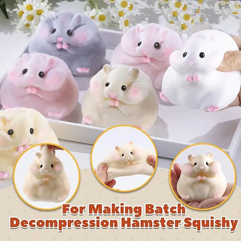 6-in-1 Hamster Silicone Molds for Taba Squishy Make Decompression Cute Birthday Gift Hamster Lover Flexible Durable Resin Mould