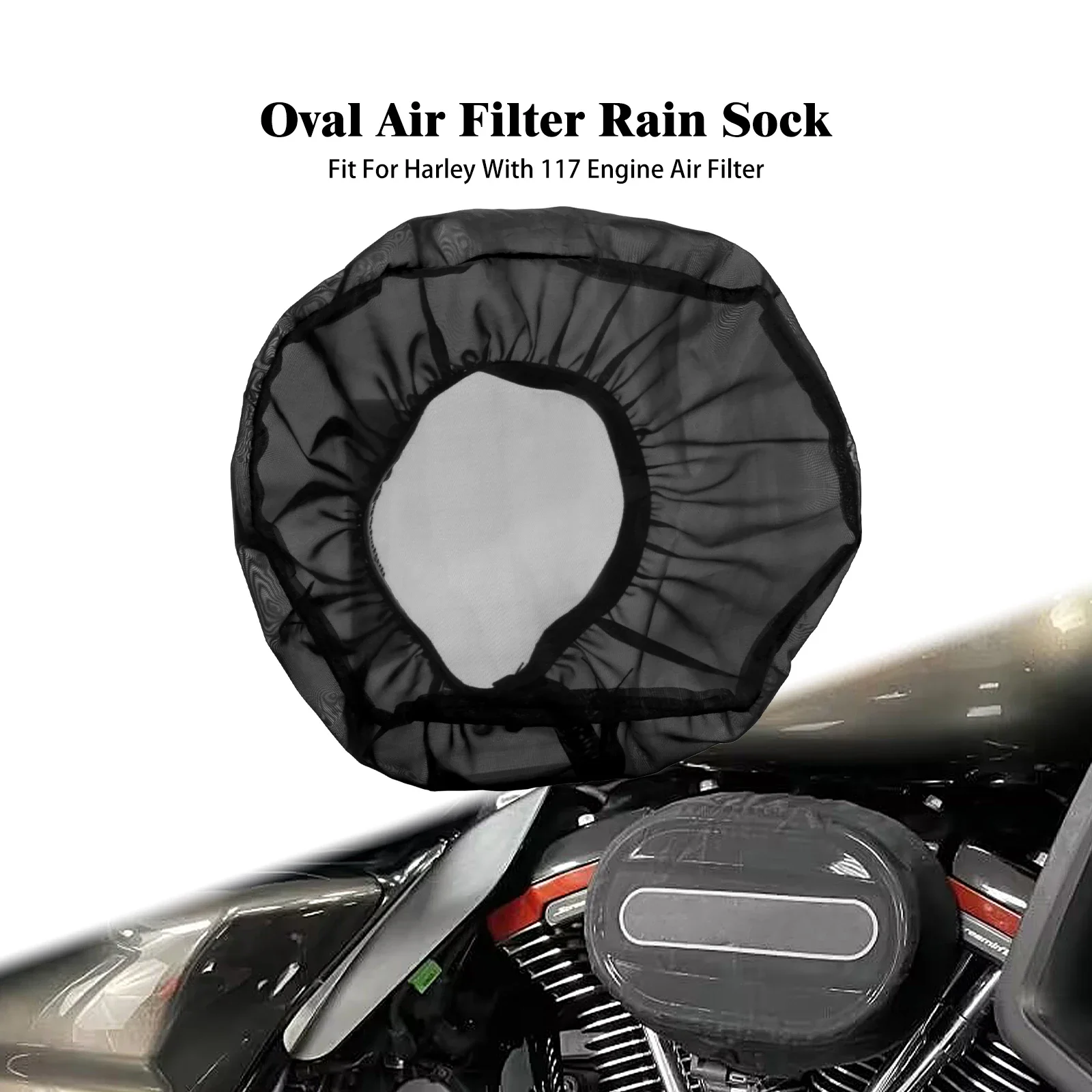 

Motorcycle Air Filter Rain Sock Black Waterproof Air Cleaner Kits Protective Cover For Harley Touring Softail CVO 117 Engine