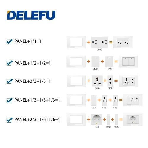 Imagen 2 del producto DELEFU Brasil italiano Chile México función de combinación libre estándar USB tipo C llave DIY interruptor enchufe 4*2 negro 4*4 carga rápida