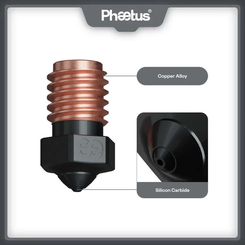 Phaetus Silicon Carbide V6 Nozzle Durable Reduce Stick For 3D Printer accessories Nozzles M6 Prusa Voron VzBoT Hotend view 4