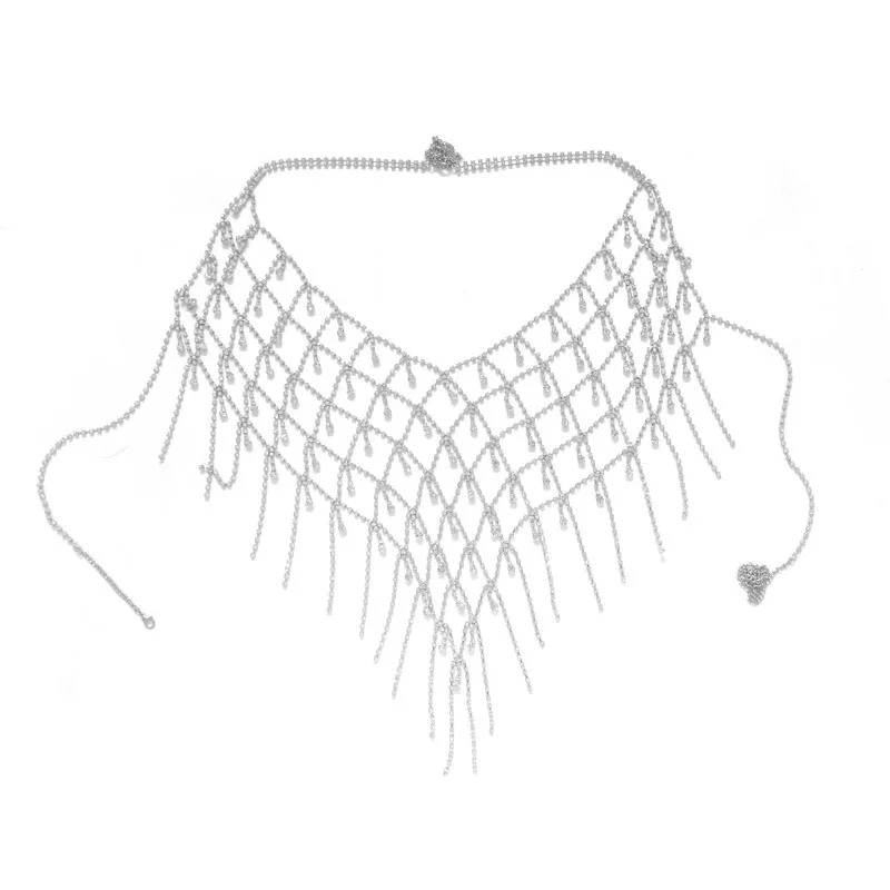 Exquisite Fashion Sparkling Rhinestone Mesh Chest Chain Boho Summer Beach Ball Crystal Sling Bra Body Chain Jewelry Accessories