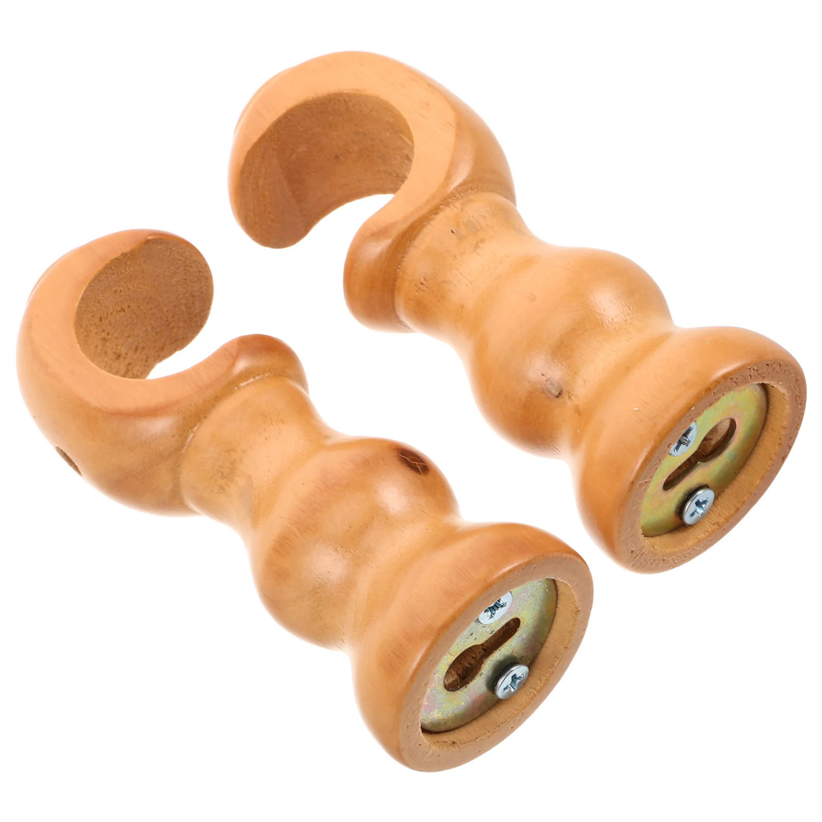 

2Pcs Solid Wood Curtain Rod Brackets Classic Design Wall Mounted Drapery Rod Holders for Bedroom Living Room Window Support