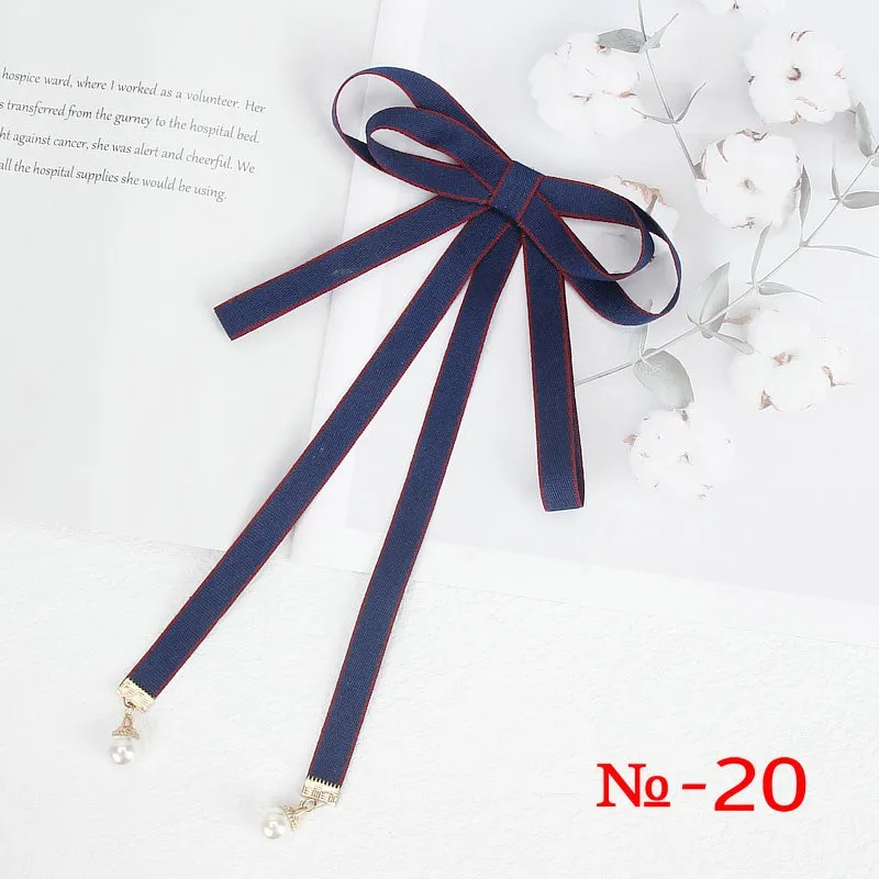 Perle Band Brosche Pin Frauen Fliege Vintage Schule Mädchen Weiß Kragen Schmuck Bowknot Shirts Krawatte Candy Farbe Rot Schmetterling – Detail 20
