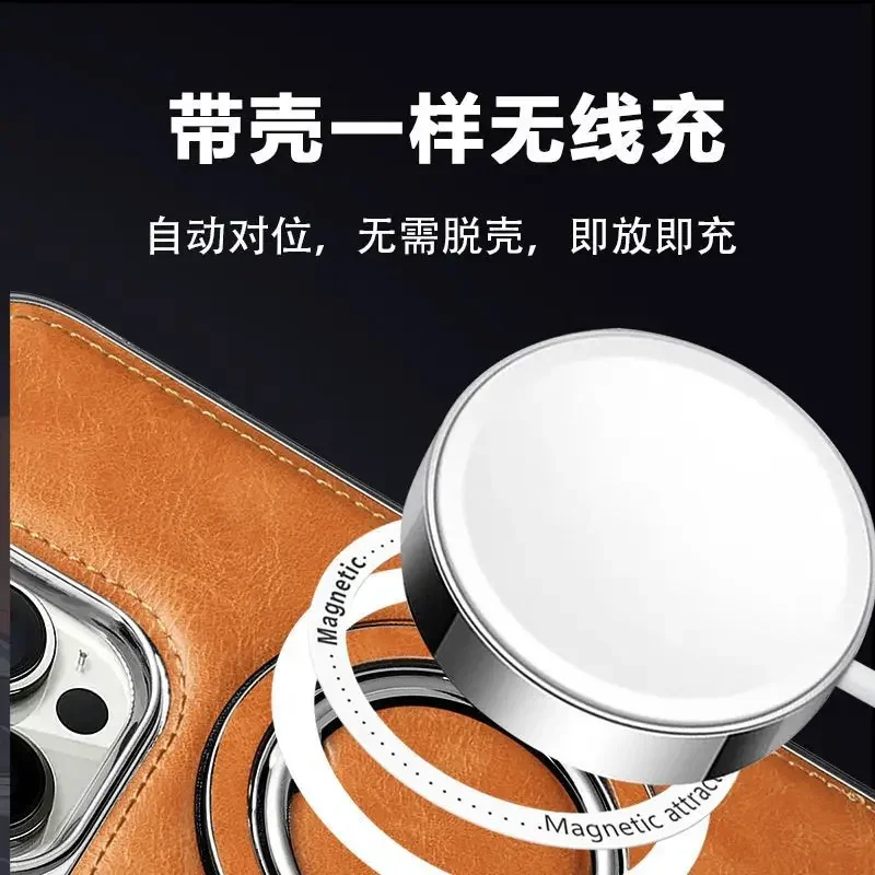Magnetic Cases For Iphone 15 14 13 12 Pro Max With Bracket Phone Case Iphone 13 12 Men\'s High-End Business Leather Covers