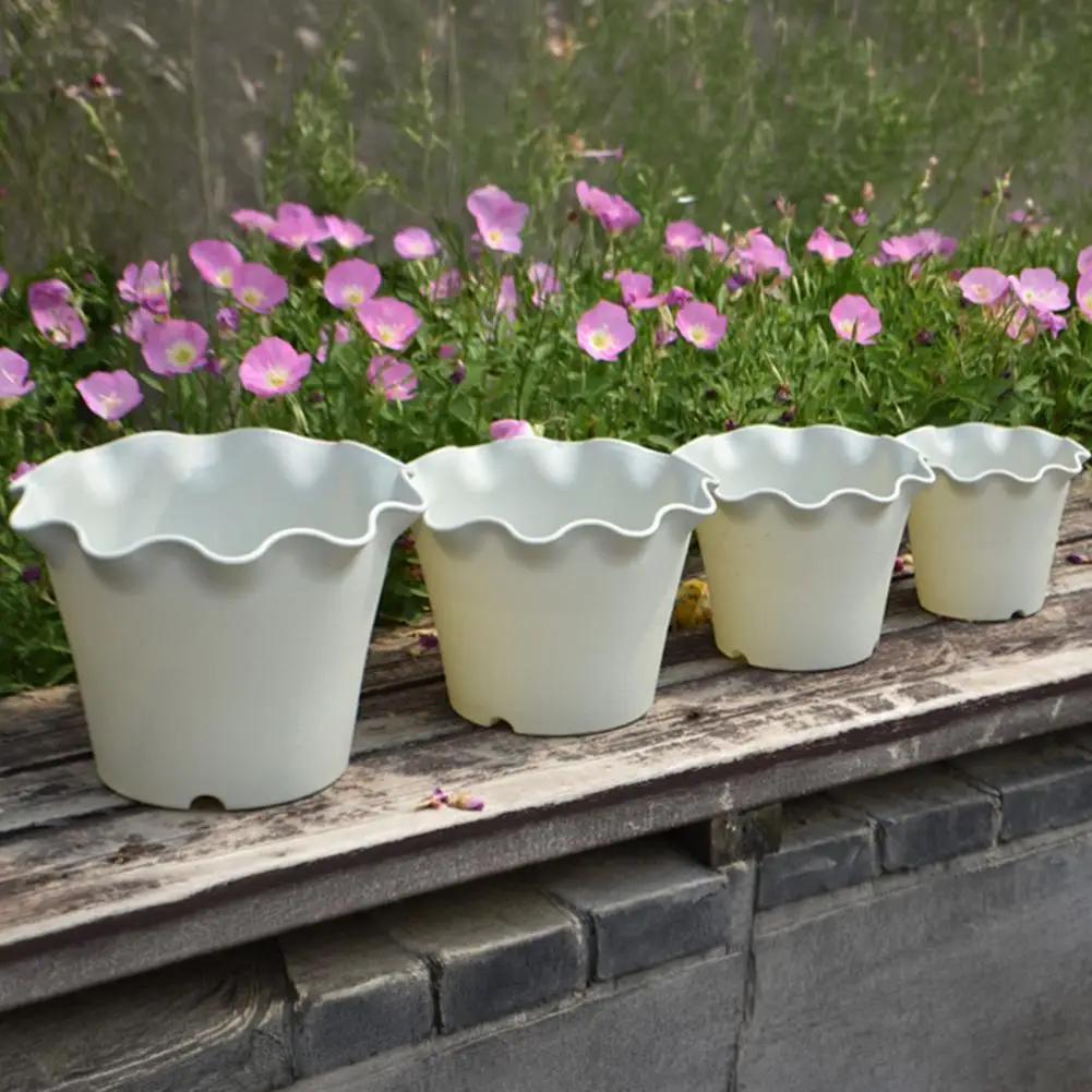 Sturdy Planters for Hydrangeas Flower Pots with Drainage Holes Tray Saucers Edge Planter for Indoor Outdoor Plants for Roses