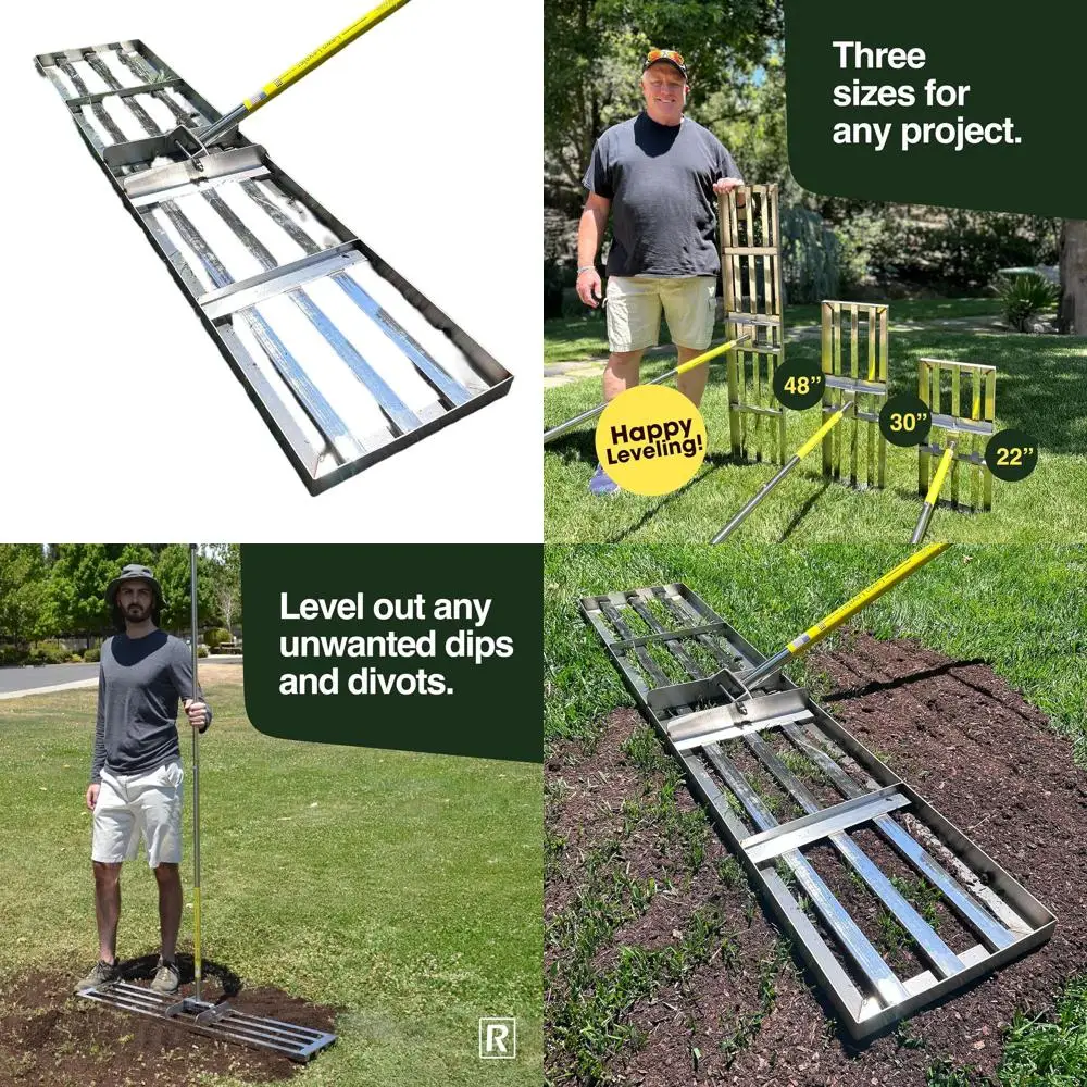 

Stainless Steel Soil Leveling Rake | 48 x 10 Plate | 78 Long Handle for Easy Ground Surface Leveling