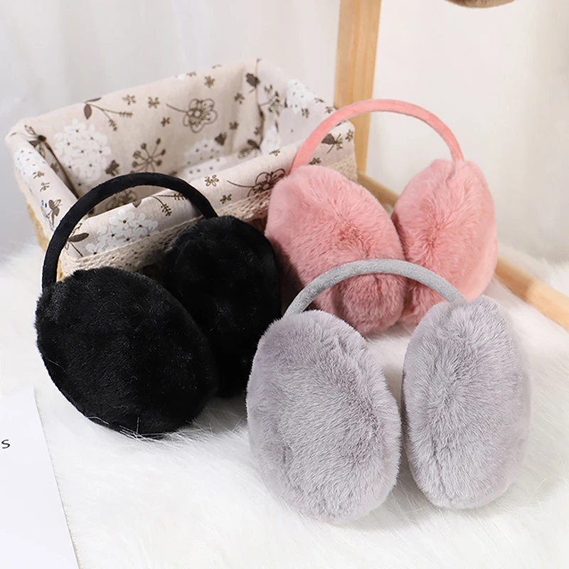 Portable Folding Plush Ear Warmer, Soft Ear Warmer, Monocromático, Warm Earmuffs, Moda, Outdoor, Proteção Fria, Inverno, 1Pc