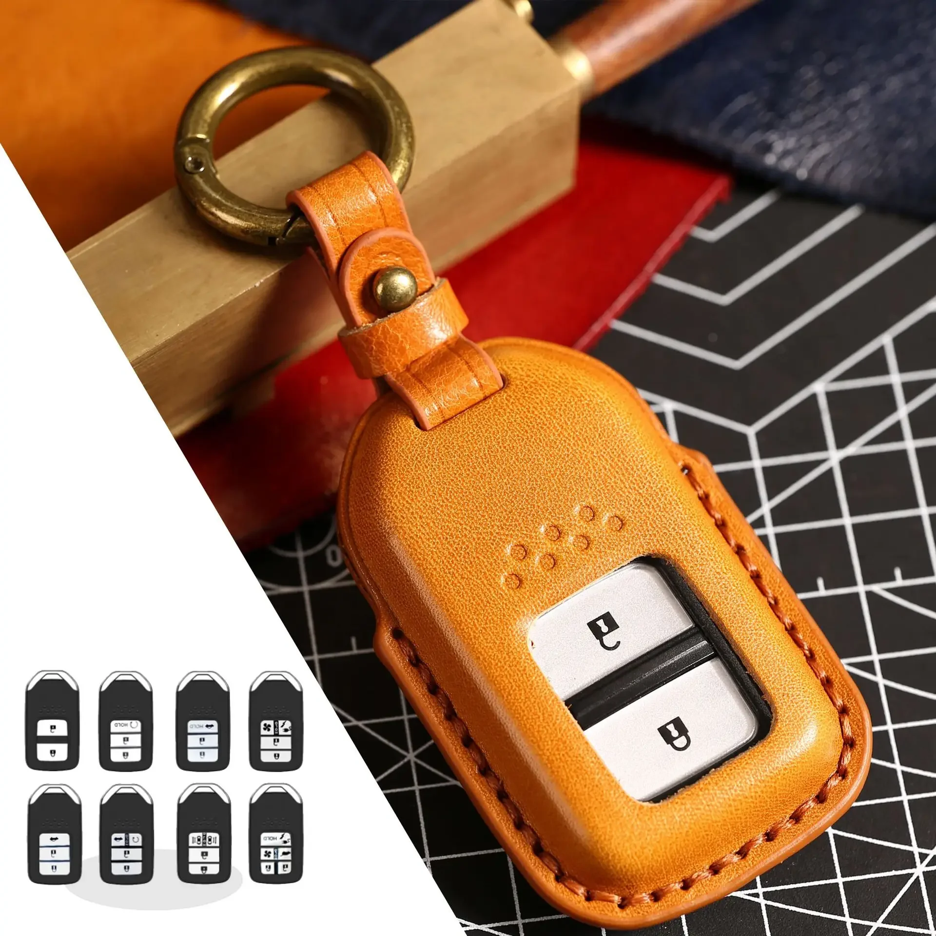 

1pc Leather Car Key Case Cover Fob Accessories For Honda Crv Civic 10th Xrv City Turbo Accord Crider Keychain Holder Shell