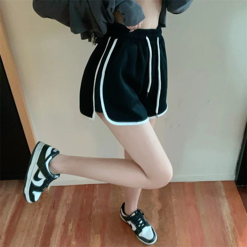 Pantalones cortos deportivos de verano para mujer, pantalones informales de cintura alta, nuevos pantalones de yoga de pierna ancha, pantalones de seguridad, pantalones de tres cuartos