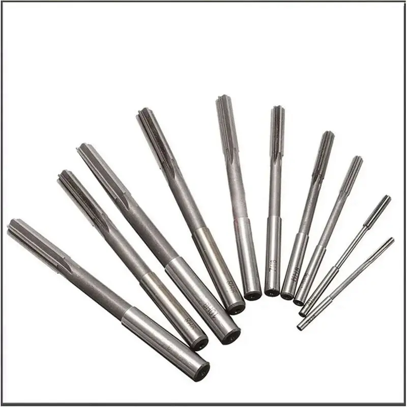 B62B HSS Machine Reamer Set H8 3-12mm 10pcs Straight Shank Chucking Reamer Kit for Milling Precision Tools