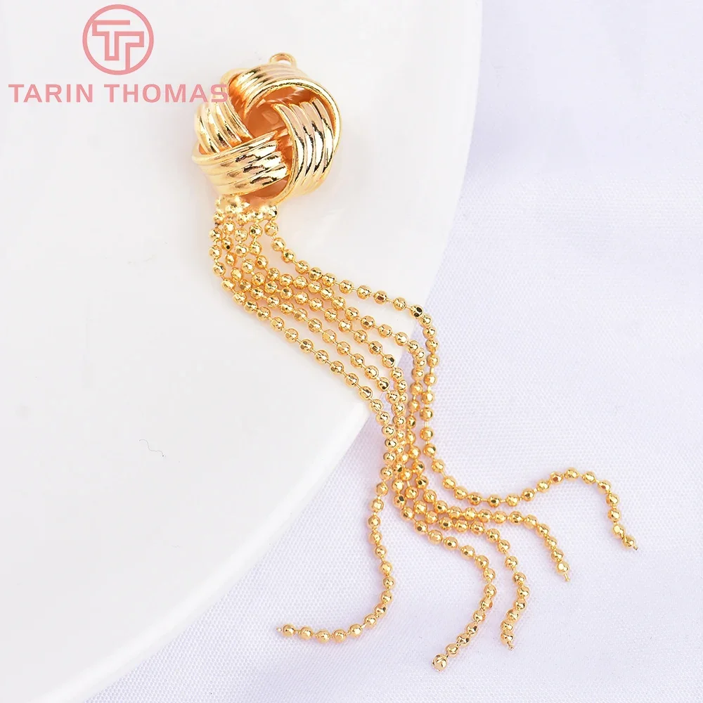 (5688)2PCS Length 7.5CM 24K Gold Color Brass with Zircon Tassel Pendants High Quality DIY Jewelry Making Findings Wholesale