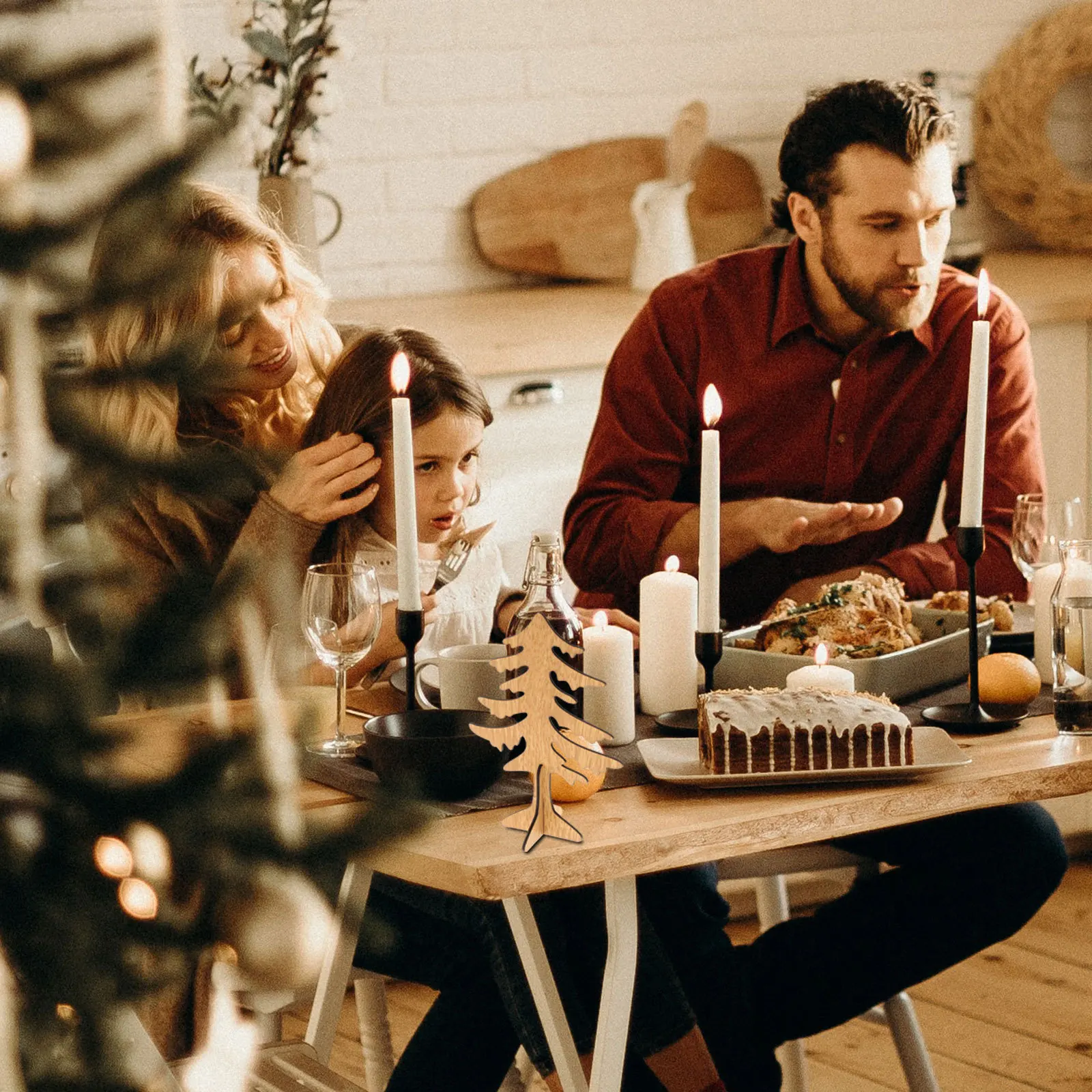 

Mini Wooden Christmas Tree DIY Cross Design Size L Desktop Tabletop Xmas Decoration Standable Eco Friendly Mini Xmas Decoration