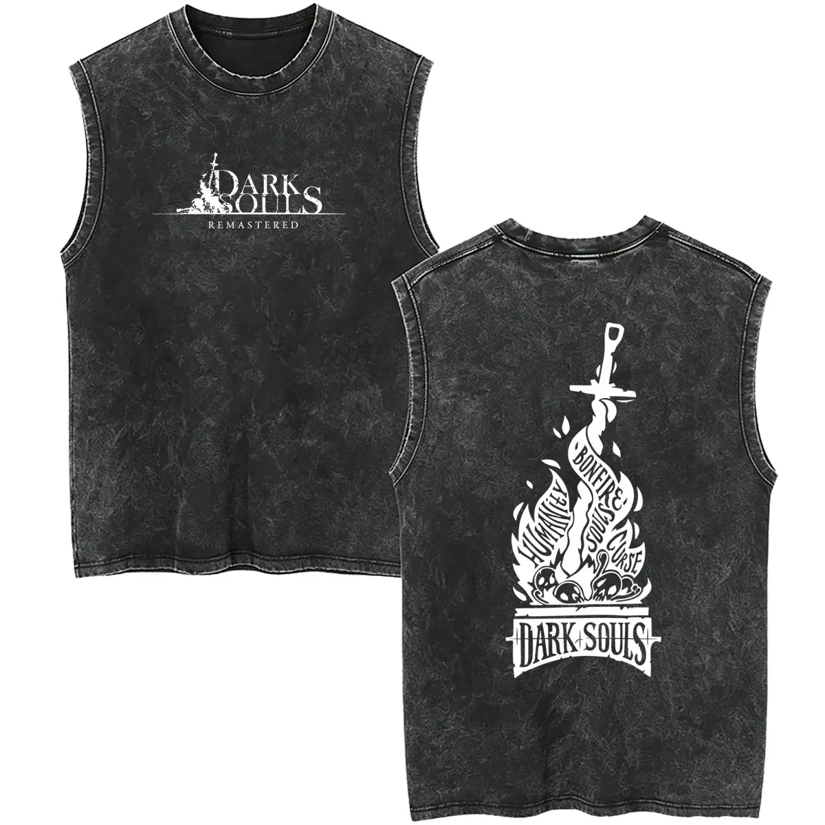 Washed Vintage Game Dark Souls Merch Tank Tops Men Women Retro Gothic Rock Sleeveless Vest Male Fashion Punk Oversized T Shirts view 5