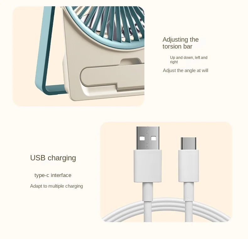 Ultra Thin Mini Fan USB Rechargeable Card Fan LCD Digital Display 6-speed Adjustment Hanging Stand Dual Use Desktop Fan