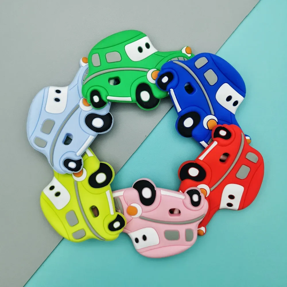 Custom English Russian Letter Name Silicone classic cars Pacifier Clip Chain Teether Pendant for Baby Pacifier Kawaii Teether