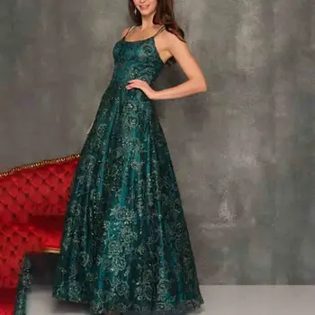 ชุดราตรีทรงเอไลน์ คอวี ผ้าทูลล...