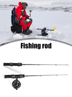 LEO 51cm Winter Fishing Rod Fiberglass Fishing Rod Reel Combo Set Portable Ultra-short Antiskid Grip Tackle Pesca Fisherman Gear