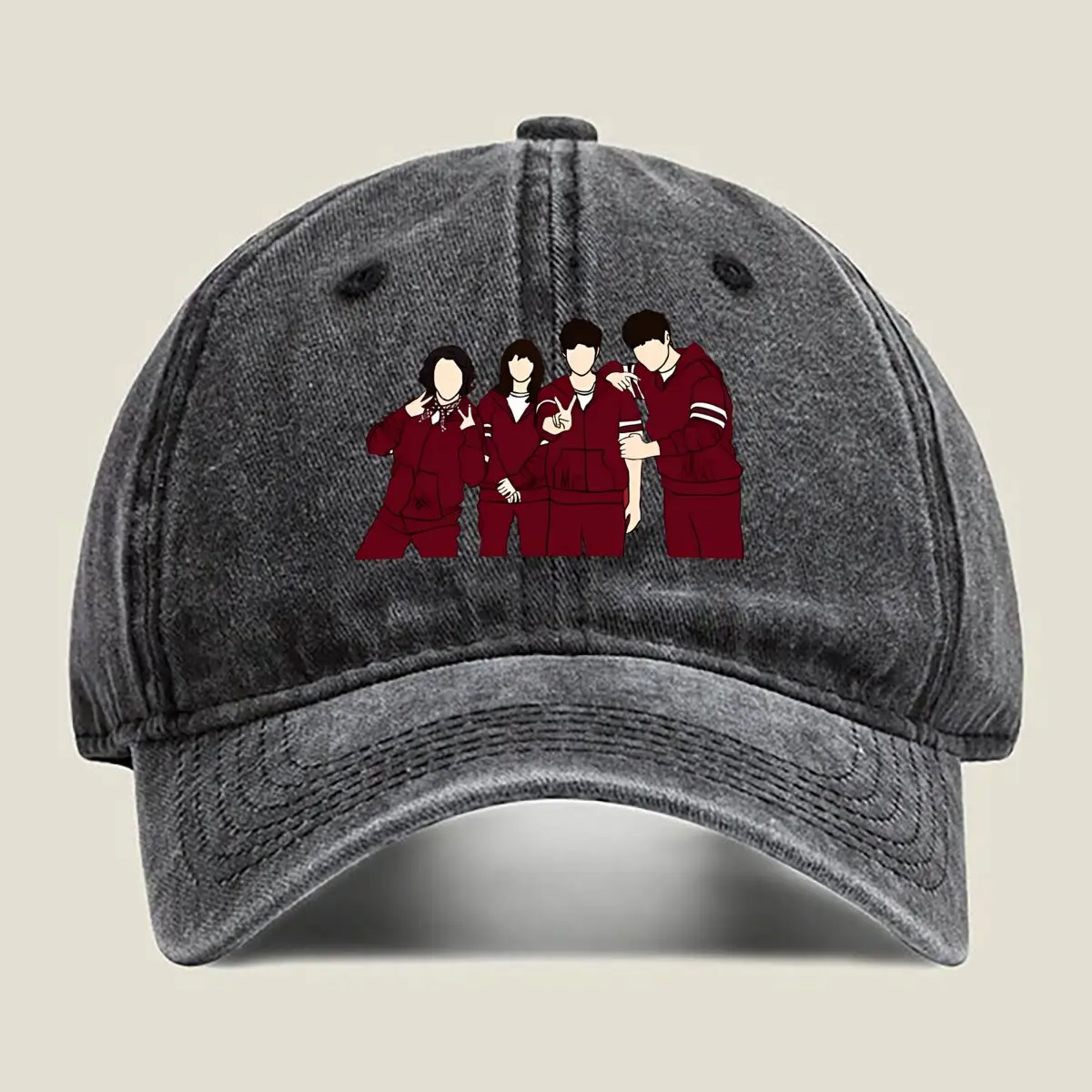 

Group - Bold, Red, Uniform, Team - Themed Design Washed Baseball Cap