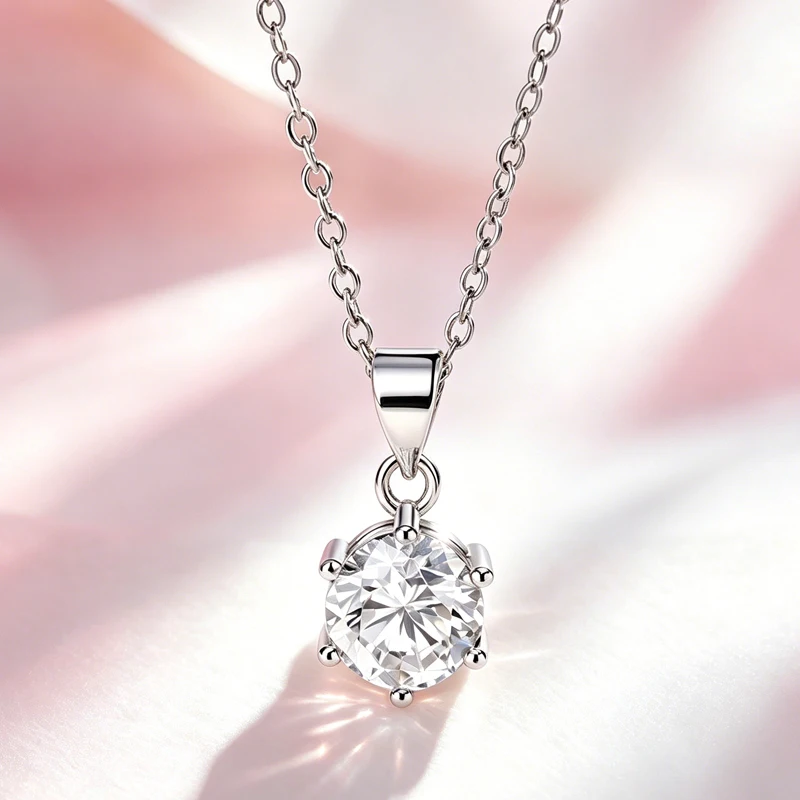 Moissanit-Halskette 0,5ct 1ct 2ct Modischer Anhänger aus S925 Silber mit GRA-Zertifikat, Perfekt als Hochzeits- oder Partygeschenk für Frauen – Detail 23