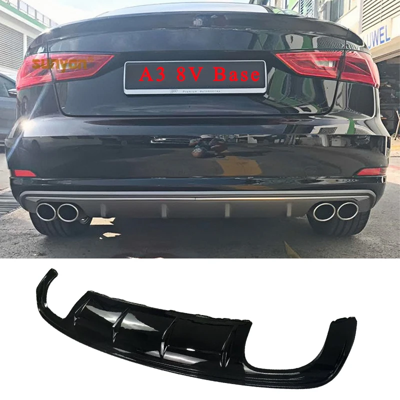 Czarny błyszczący dyfuzor tylnego zderzaka do Audi A3 8V Standard Pre Facelift 2013-2016 (Nie pasuje do A3 S-Line S3) Sedan Tuning Bodykit
