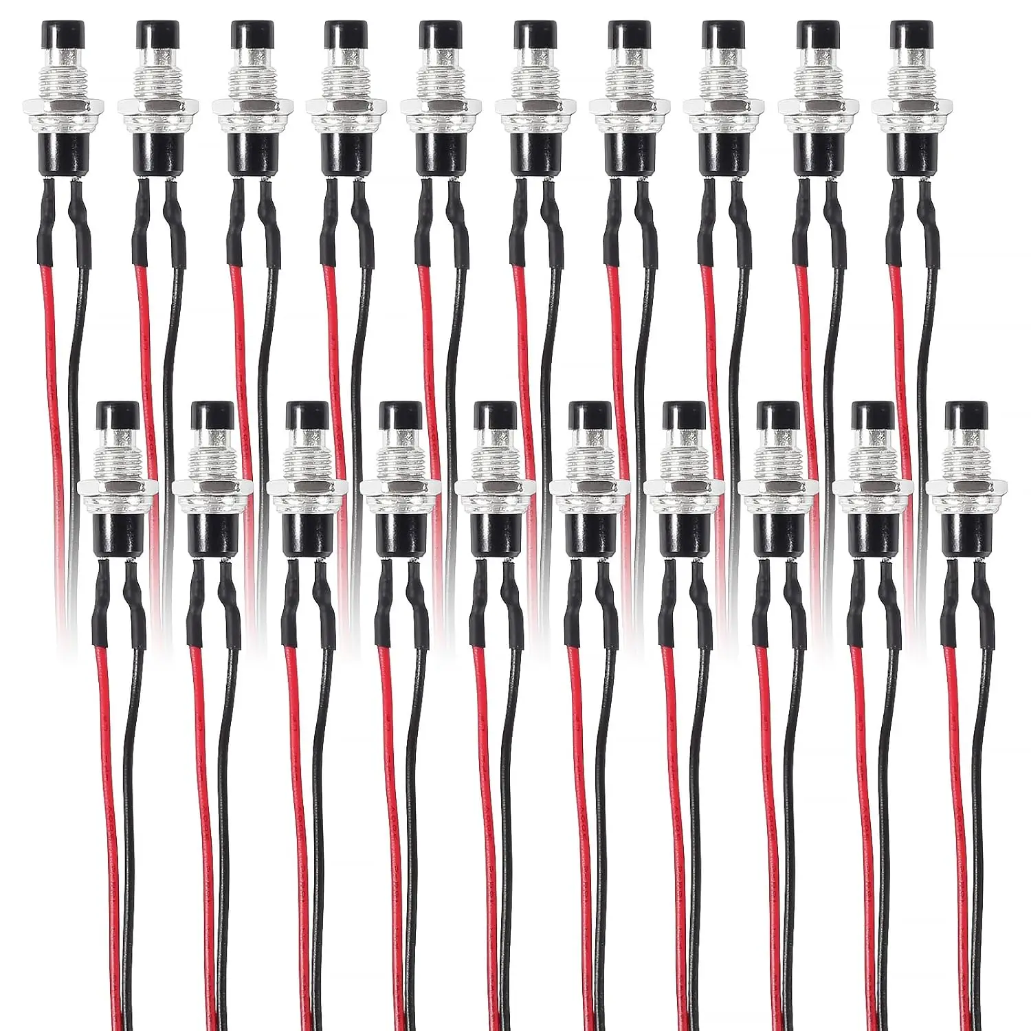 Momentary Push Button Switch 20pcs Mini Push Button Switch 12V with Pre-soldered Wires 7mm 1A 250V SPST Nomal Open ON Off 2 Pin
