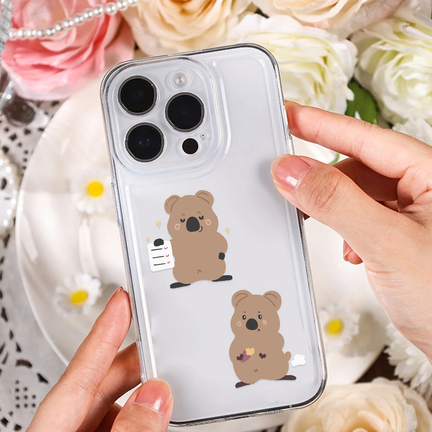 50 Stuks Transparante Leuke Korte Staart Dwerg Kangoeroe PET Waterdichte Speelgoed Sticker Decoratieve Cup Venster Skateboard Gitaar Stickers