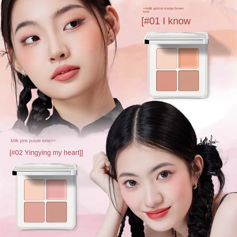 Judydoll Cosmetics Powder Cream Blush Palette,Four Blush Shades for Beautiful,Long-Lasting Pigment, Light Blusher Maquiagem