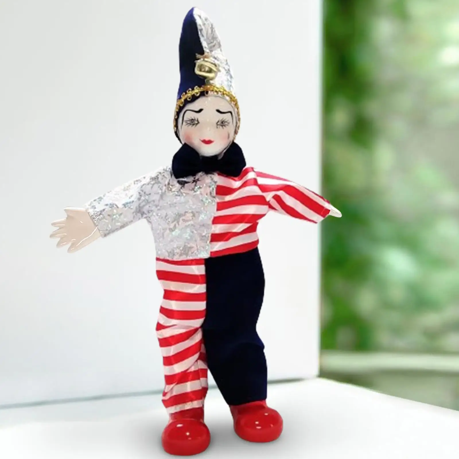 Porcelain Clown Doll Collections Toy Painted Face Funny 9.84'' Movable Joint for Birthday Souvenirs Arts Crafts Party Favor