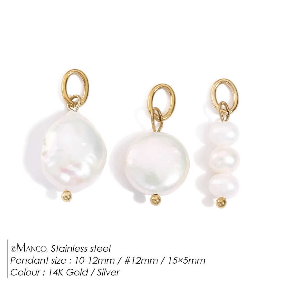 EMANCO Natural Cultured Freshwater Pearl Charms with Stainless Steel Jump Rings for DIY Earrings Necklace Jewelry Making