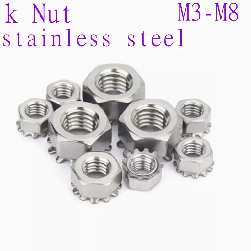 100-500-pieces-m3-m4-m5-m6-m8-acier-inoxydable-filetage-metrique-rondelle-dentee-hexagonale-joint-d'etancheite-Ecrou-de-blocage-Ecrou-de-type-k