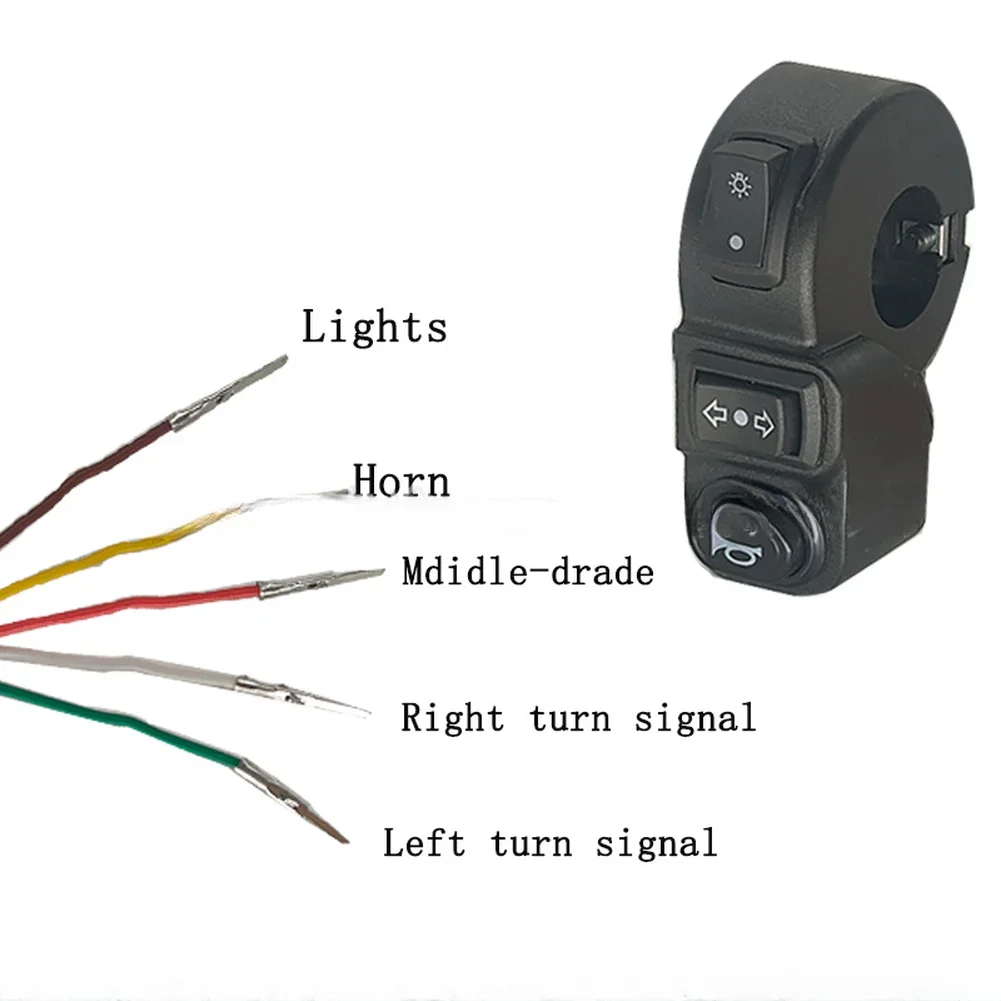 Foldable Ebike Switch Module for Headlight Left Right Turn Signal 3 Function 12V to 72V 22.2mm Black ABS Alloy